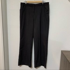 Stretch worthington straight leg dress/work pants dark grey light silver stripe